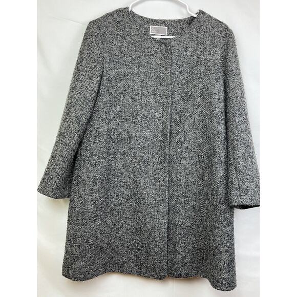 Chelsea 28 Women's Size Med Black/Gray Open Front Collarless Sweater Cardigan - Picture 1 of 9